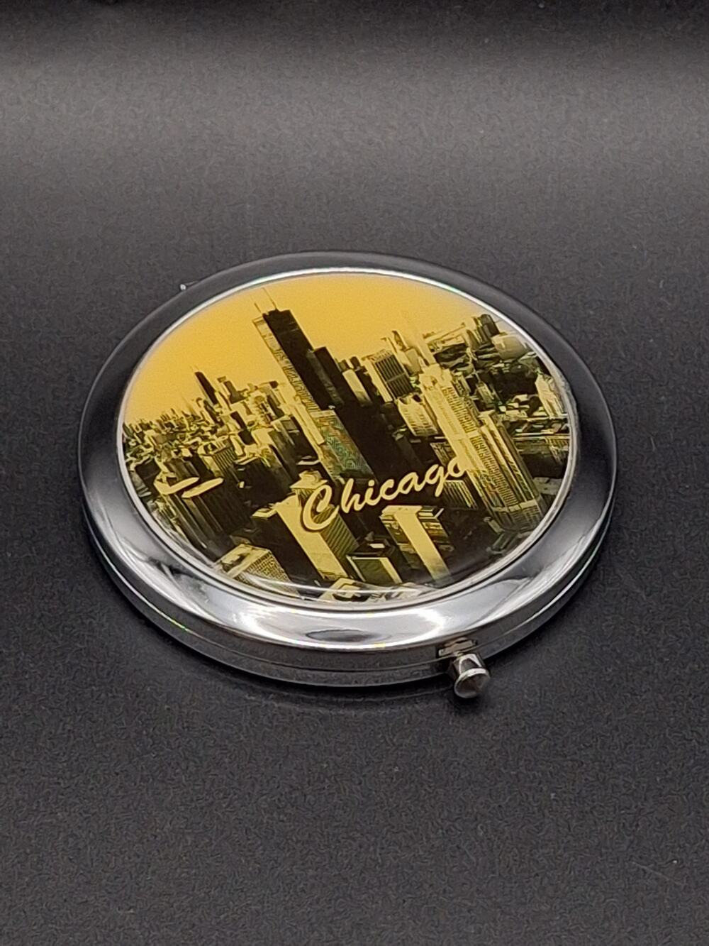 Chicago Skyline Compact Mirror Vintage Style Sears Tower Pocket Purse Gift